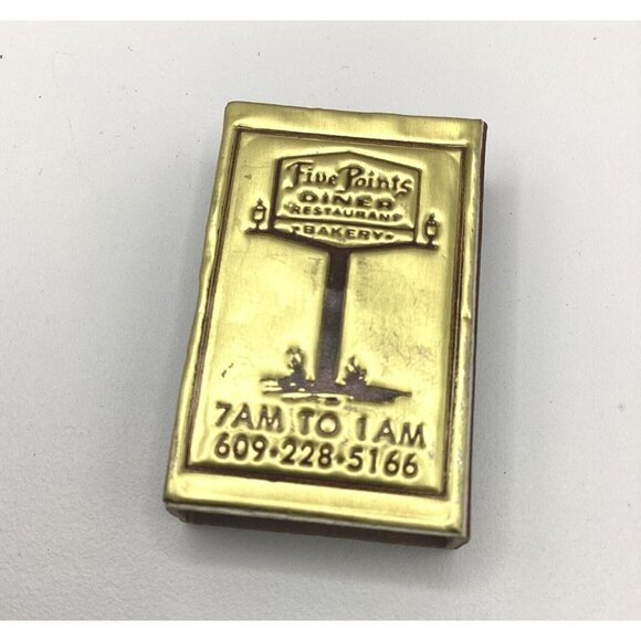 1960s Flower Match Box Cover Gold Tone With Advertising Matchbox - Picture 6 of 10